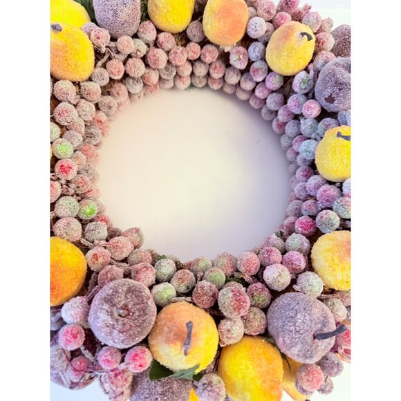 Frosted Sugared Fruit Wreath Artificial Home Decor VTG Centerpiece By Valerie - Picture 7 of 15